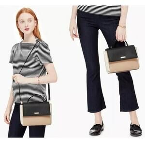 Kate Spade Paterson Court Brynlee Satchel Purse Beige Black Cream *broken strap*